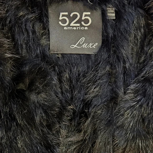 NWOT 525 America Luxe Black Rabbit Fur Vest Jacket Open Front Sleeveless S - Picture 4 of 8